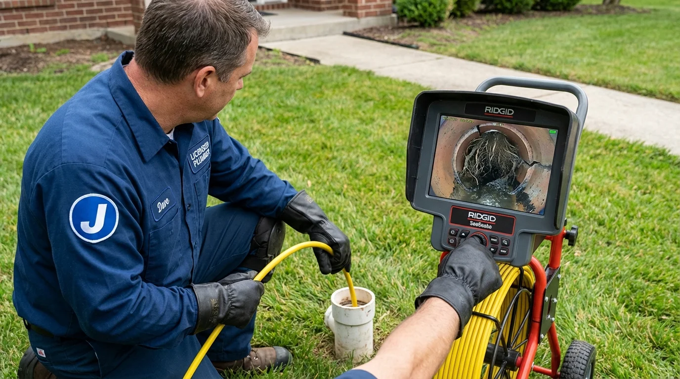 Sewer camera inspection being performed by Johns Plumbing LLC in Demorest