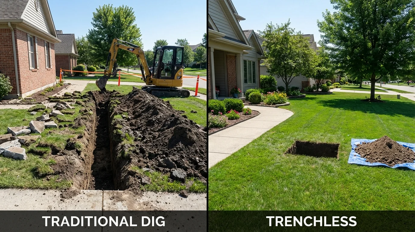 Trenchless sewer repair with minimal yard damage versus traditional excavation in Demorest, GA